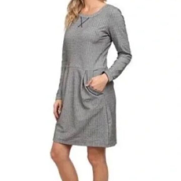 Patagonia Gray Herringbone Long Sleeve Casual Athleisure Performance Dress - Picture 3 of 16